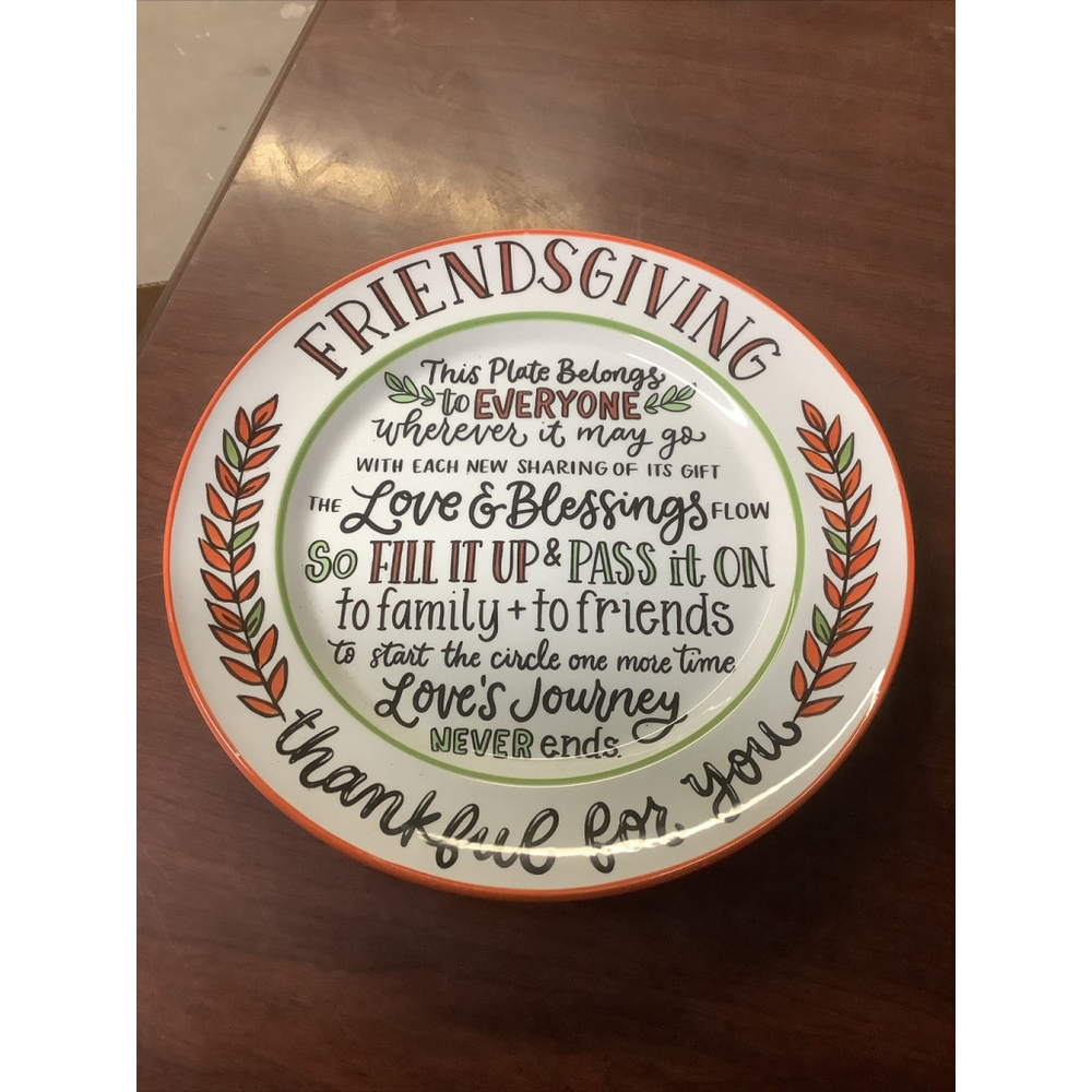 Ceramic Beige Happy Friendsgiving Dinner Serving Platter Kalyn Dunks Holy Haus